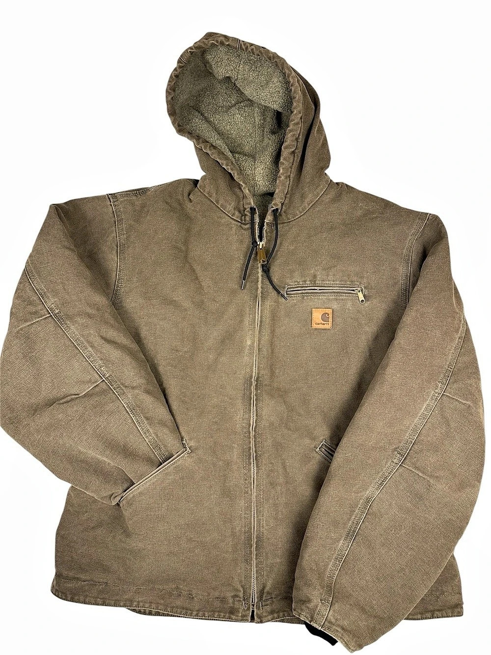 Vintage J141-style 2003 Y2K Carhartt Sandstone Sherpa-Lined Sierra Jacket XL